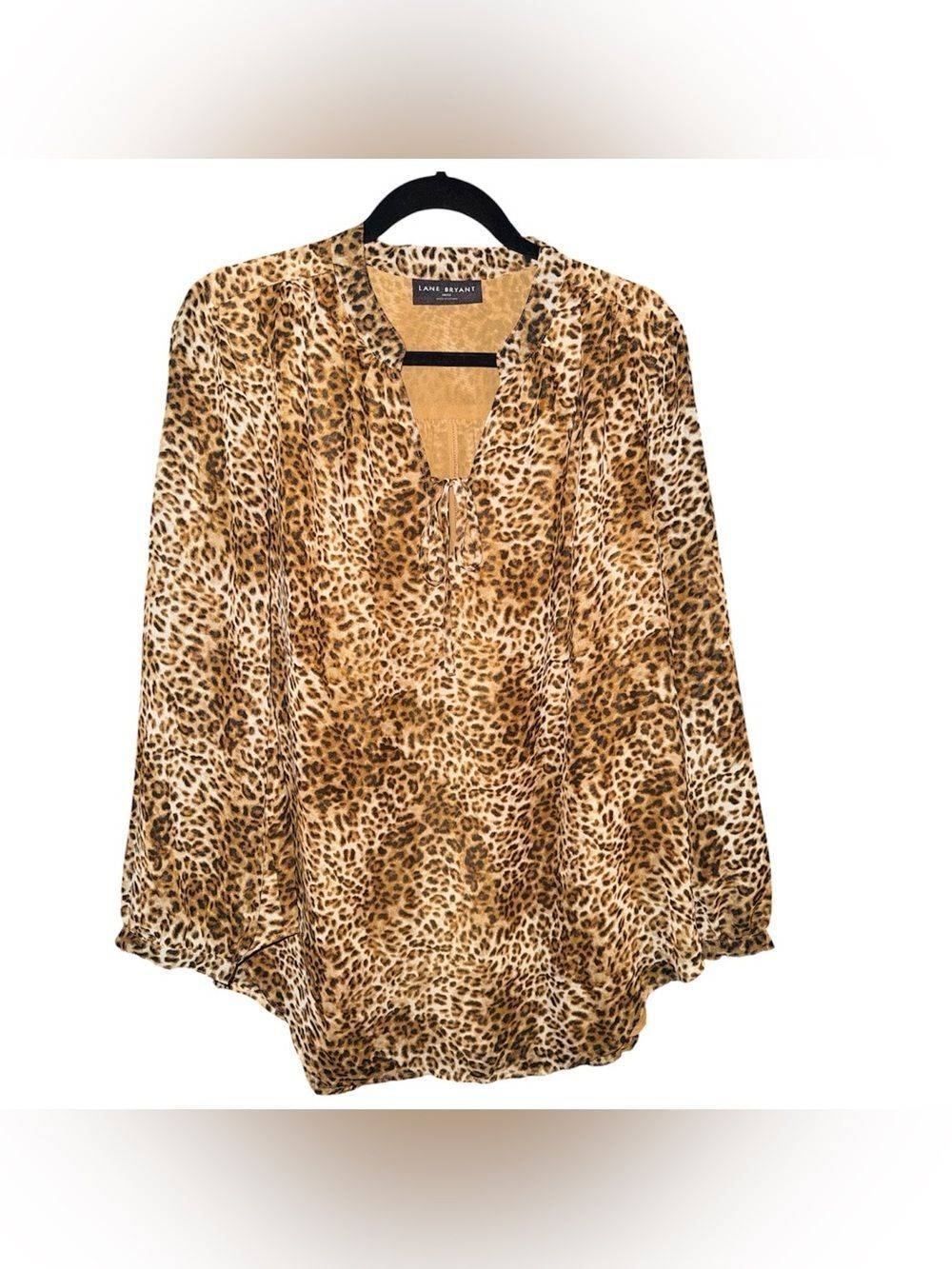 tan leopard print Classic distinctive tie-neck Layers Lightweight flowy Sheer